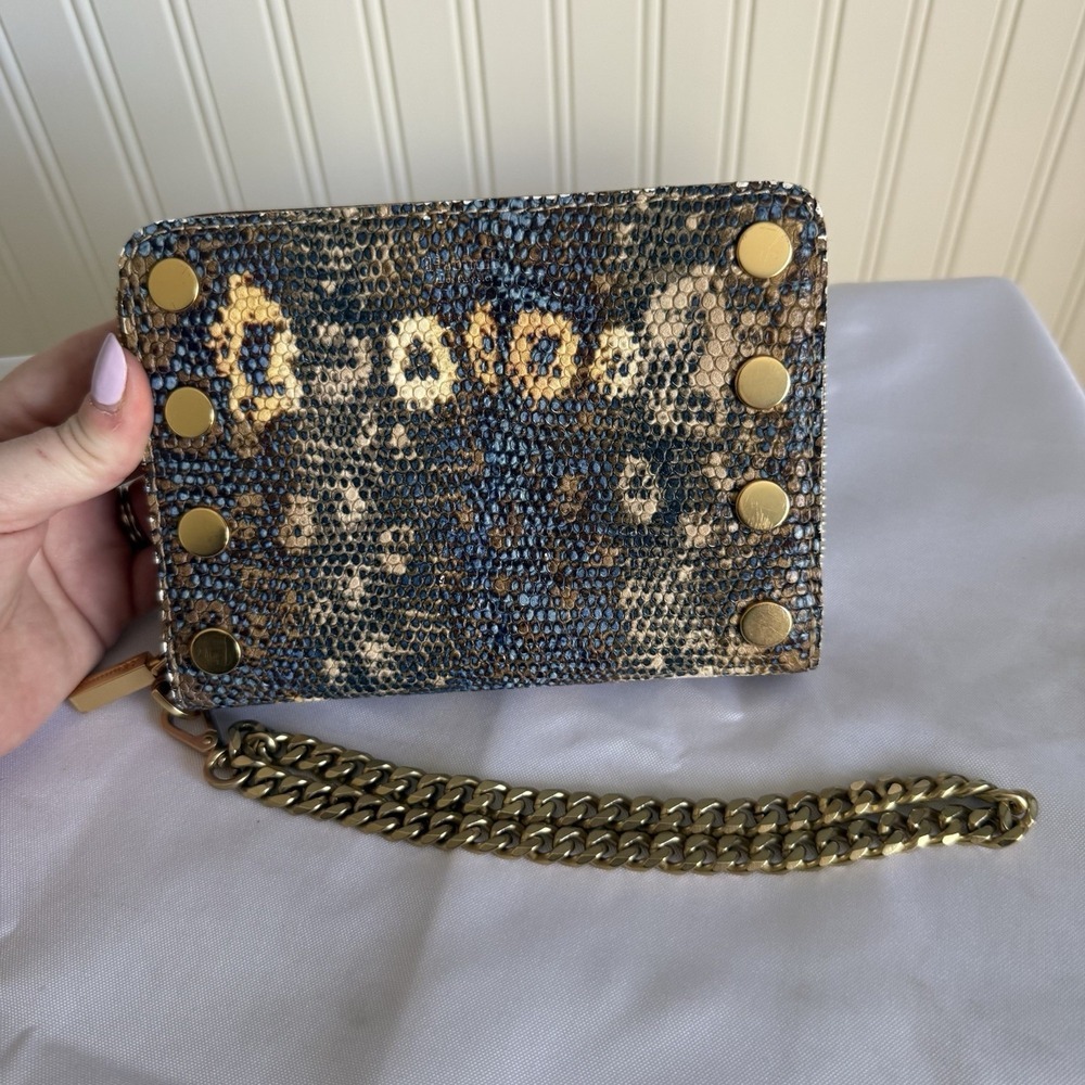 Hammitt Snake Print Rectangle Chain Wristlet Wallet Clutch Card Holder Bag Purse - Picture 1 of 16